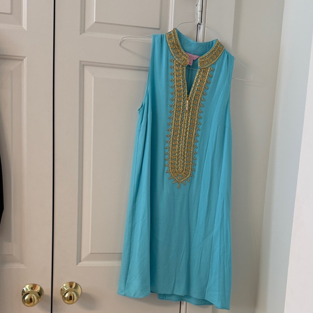 Lilly Pulitzer Turquoise and Gold Dress